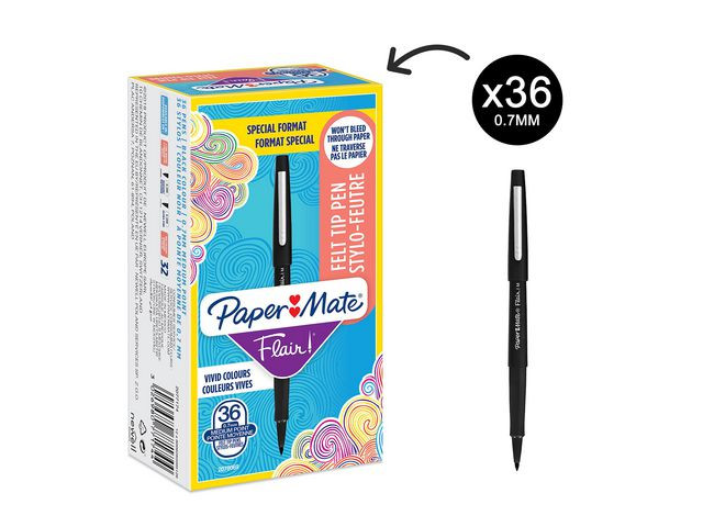Fiberpenn Papermate 0,7Mm Sort (30+6)