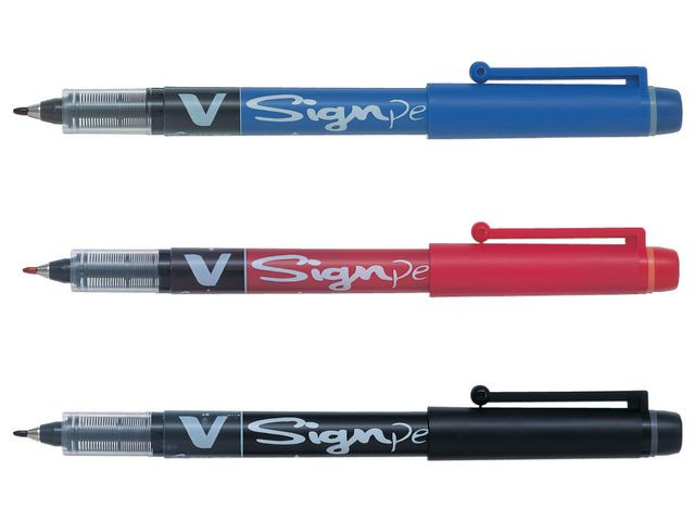 BildeFiberpenn Pilot V-Signpen 0,6 Rød (12 stk)