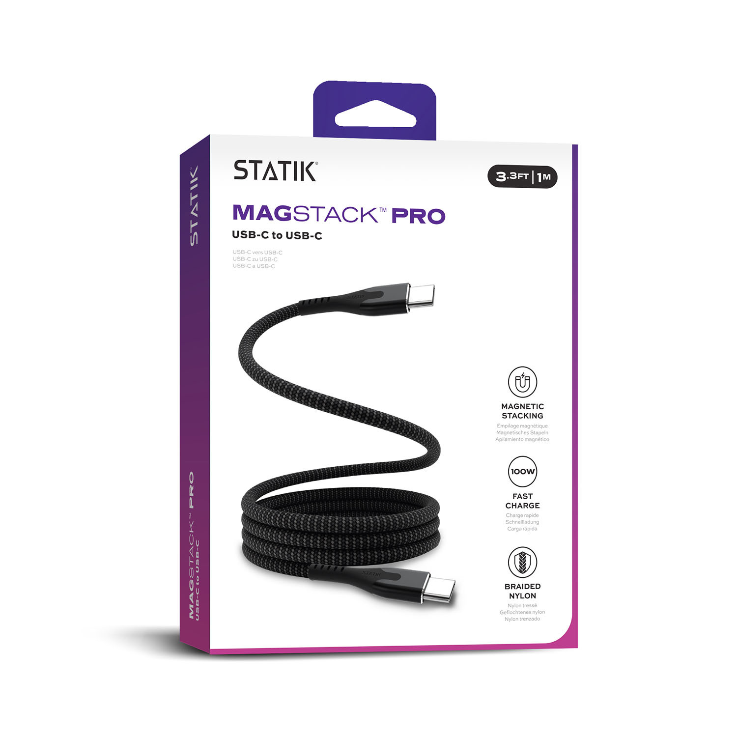 STATIK MagStack Magnetic Cable Pro USB-C to USB-C 1m Black