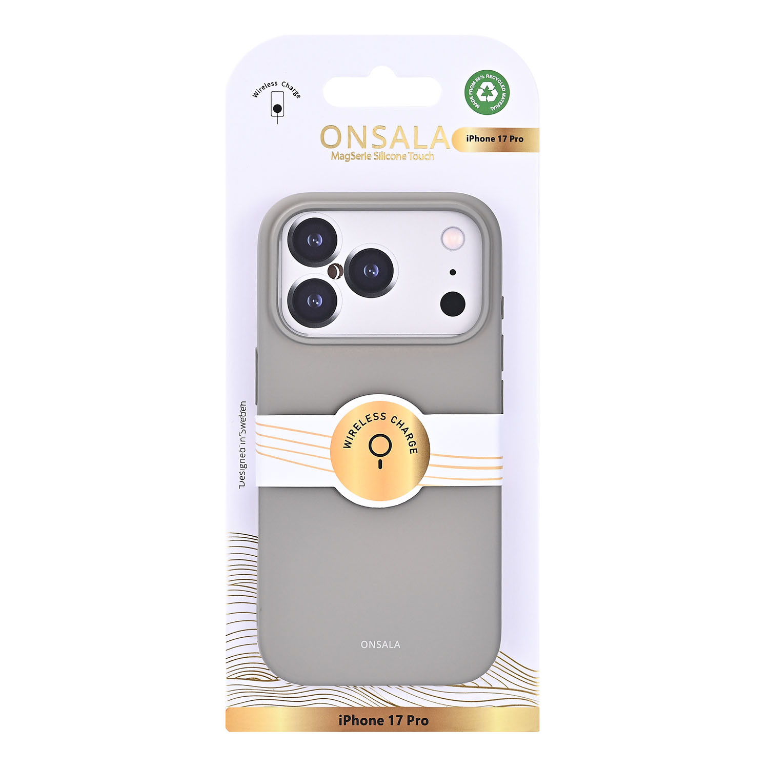 ONSALA Back Sil Touch Recycled MagSerie iPhone 17 Pro Concrete