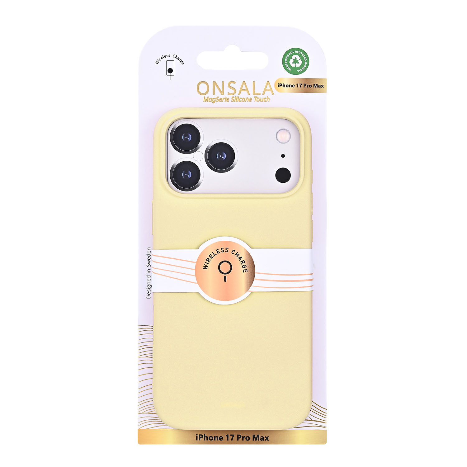 ONSALA Back Sil Touch Recycled MagSerie iPhone 17 Pro Max Lemon