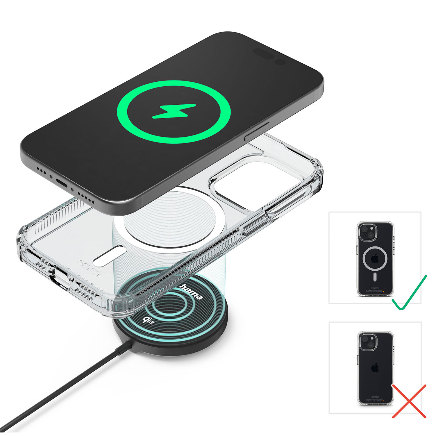 HAMA Wireless Qi2 Charging Fast Charging 15W Black