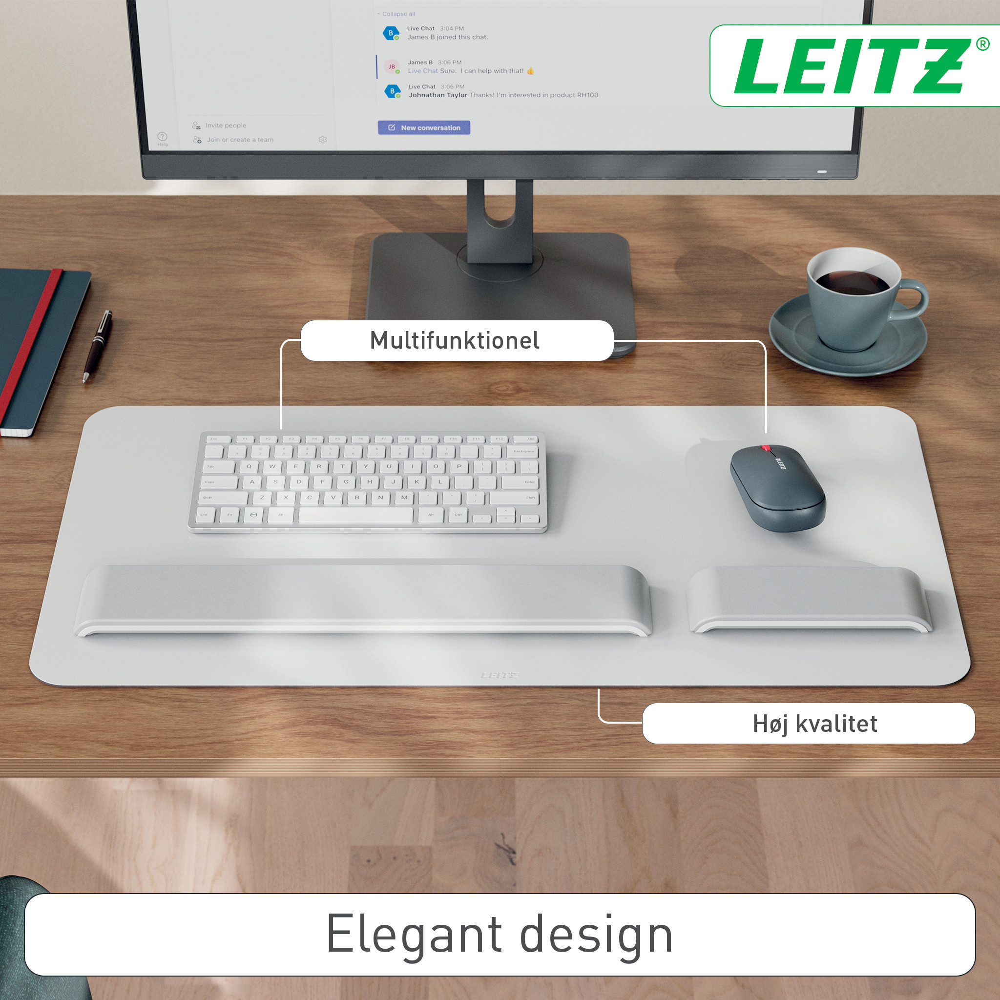 LEITZ Skriveunderlag lr 36x70 lys gr