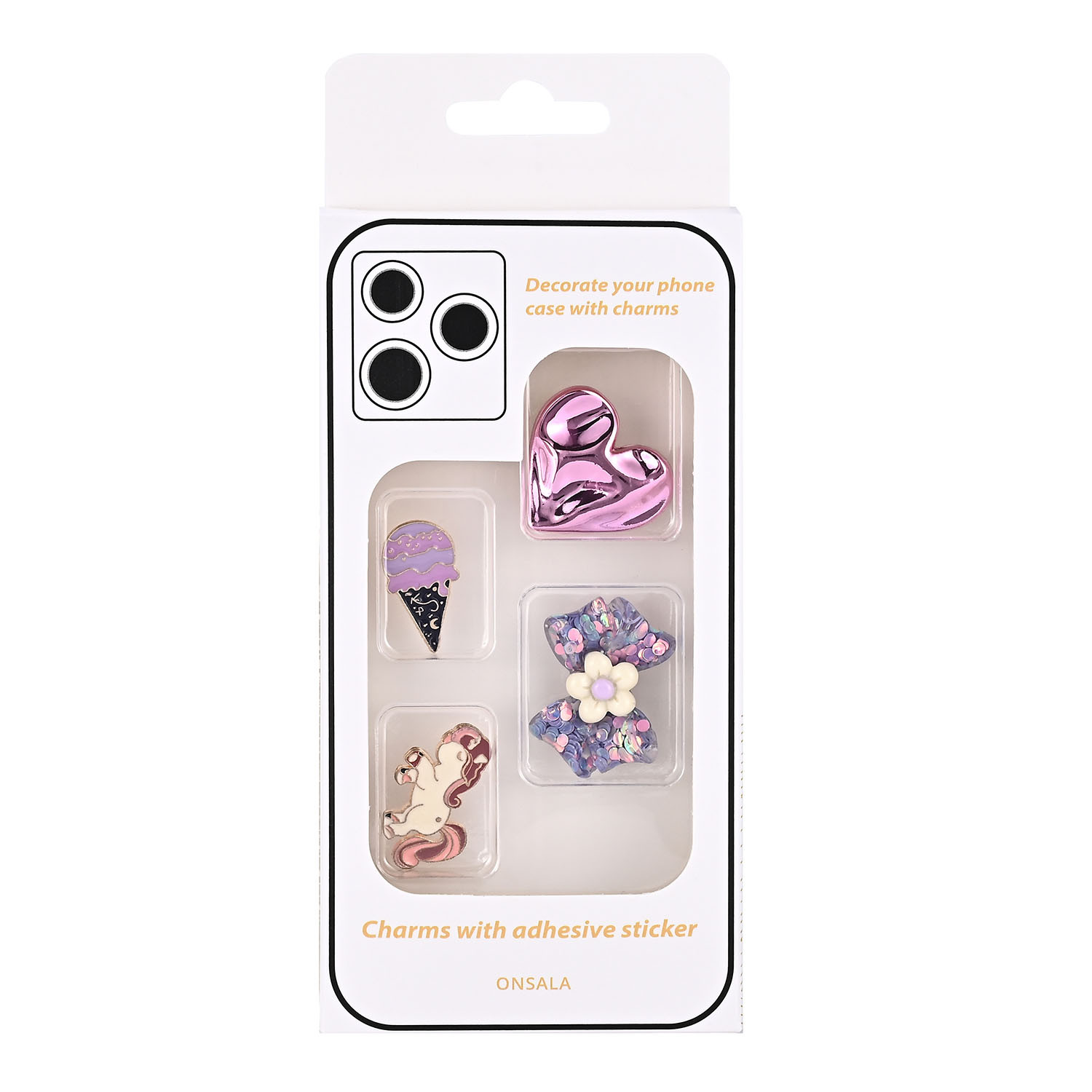 ONSALA Pimp your Phone Set.1 Metal and Plastic Charms 4pcs