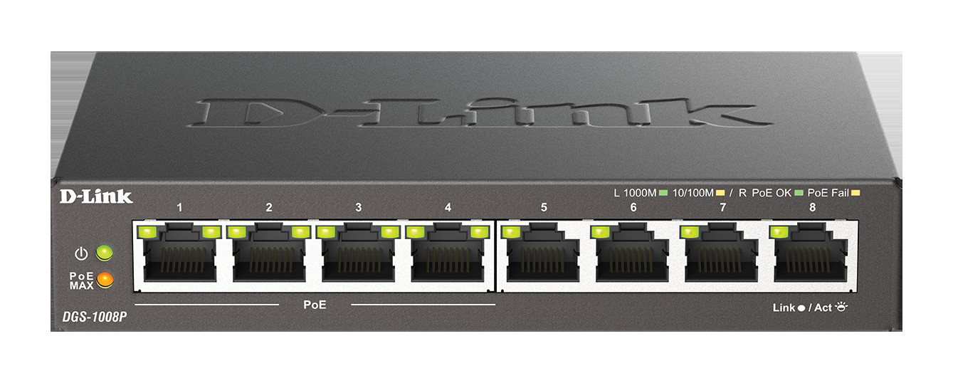 BildeD-LINK 8-port 10/100/1000 Desktop Switch w/ 4 PoE Ports