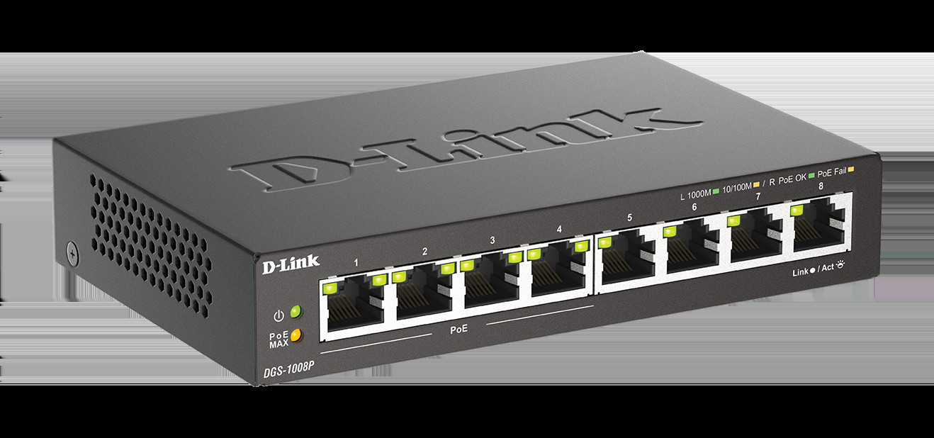 D-LINK 8-port 10/100/1000 Desktop Switch w/ 4 PoE Ports