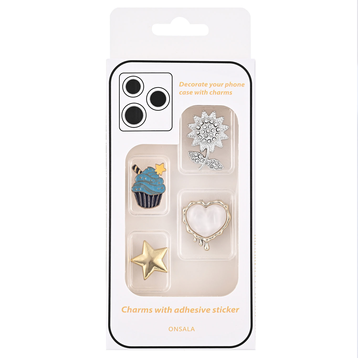 ONSALA Pimp your Phone Set.3 Metal and Plastic Charms 4pcs