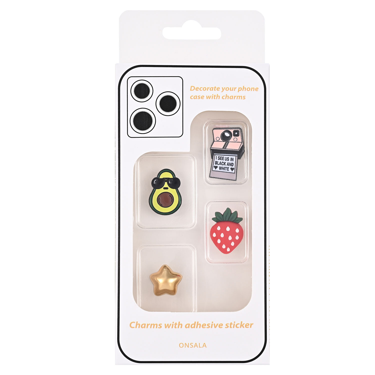 ONSALA Pimp your Phone Set.4 Metal and Plastic Charms 4pcs