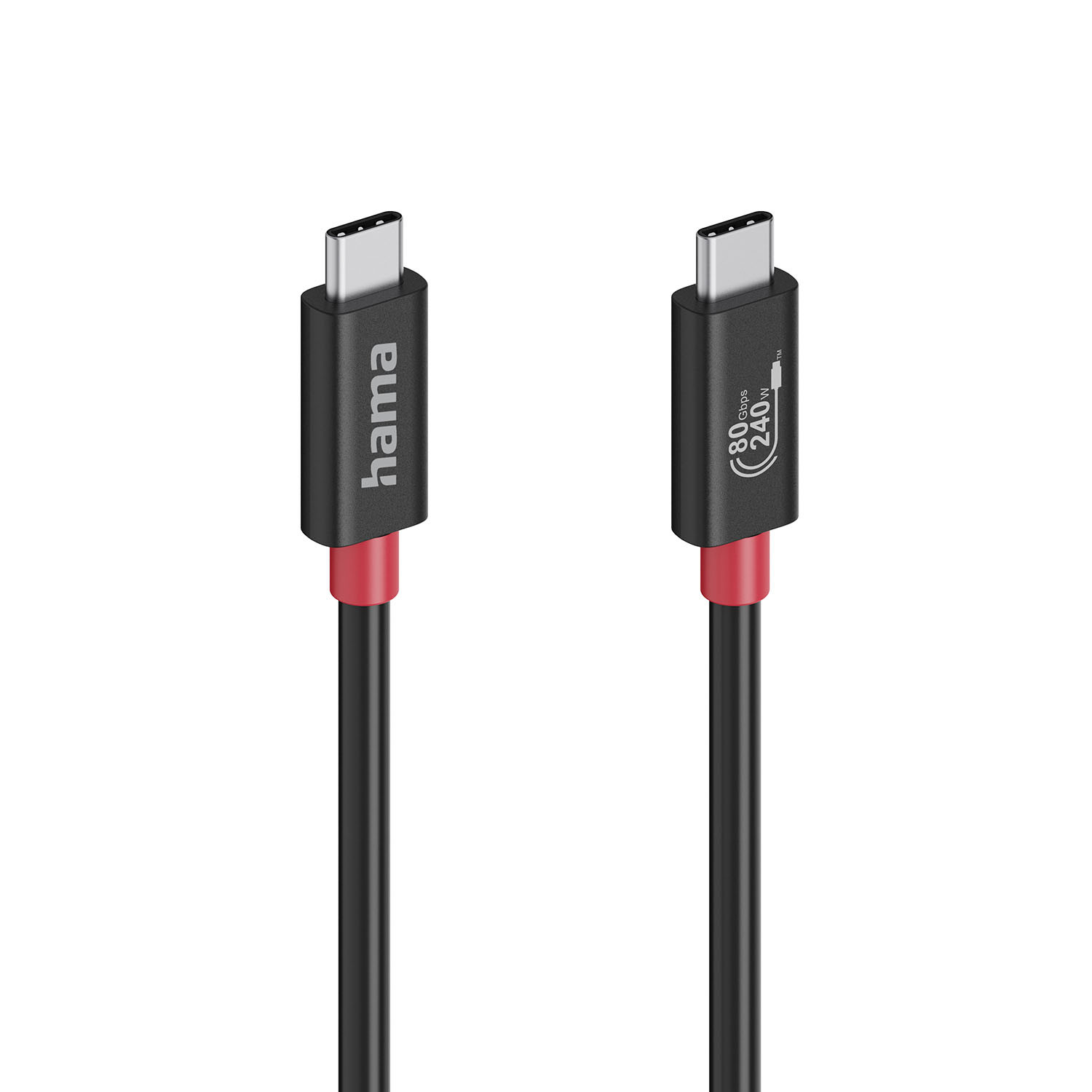 HAMA Cable USB-C USB 4.0 Gen4 80 Gbit/s 240W 1.0m Black