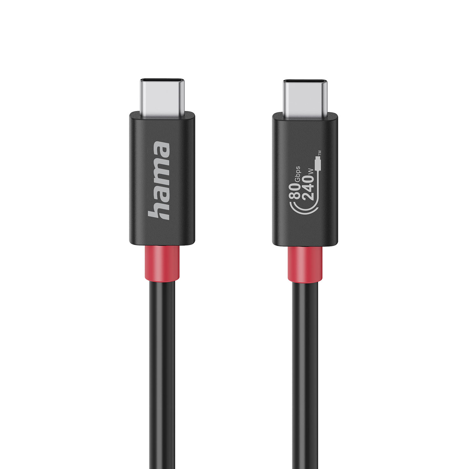 HAMA Cable USB-C USB 4.0 Gen4 80 Gbit/s 240W 1.0m Black