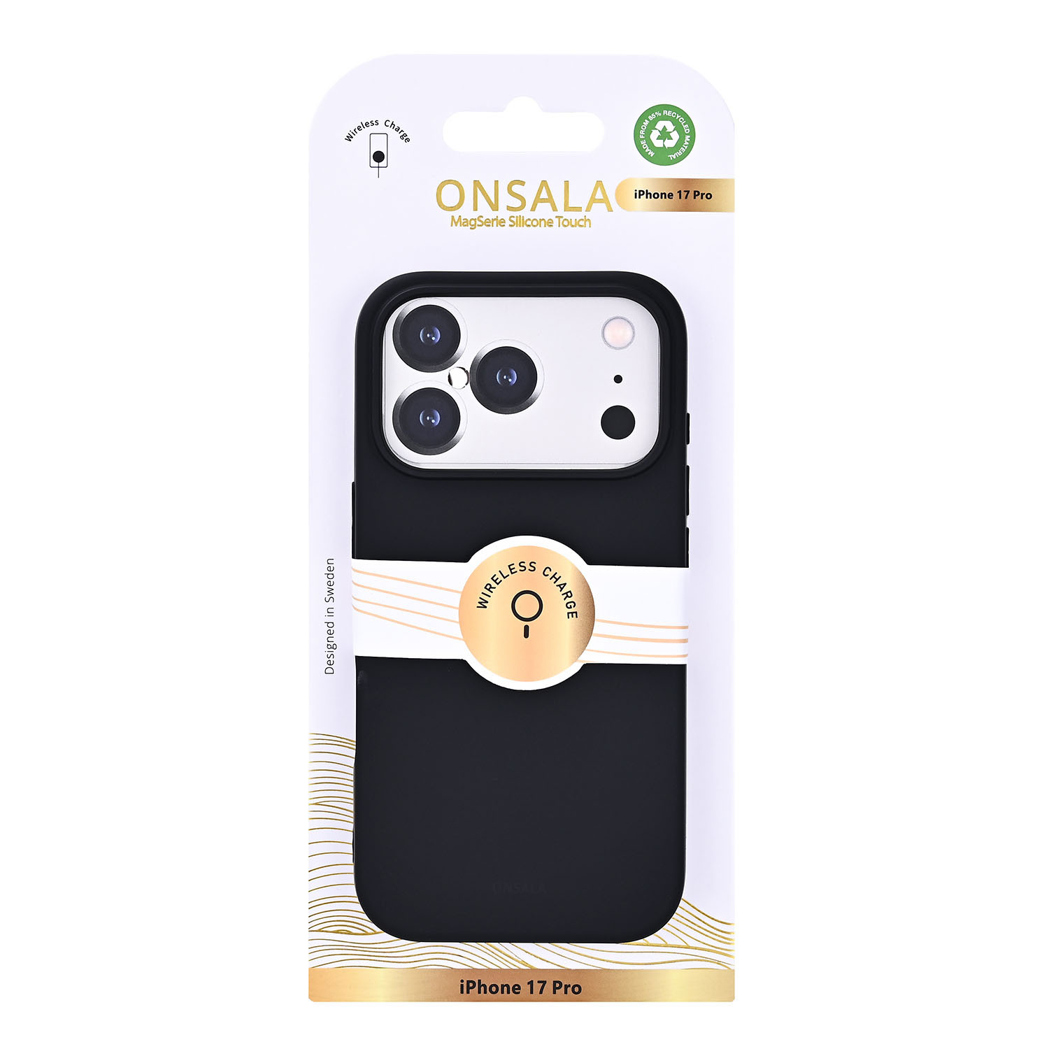 ONSALA Back Sil Touch Recycled MagSerie iPhone 17 Pro Black