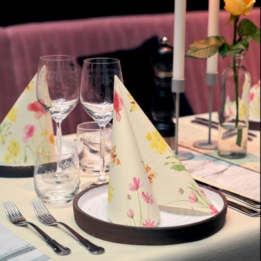 Serviett Dunisoft 40Cm Poppy Field (60 stk/pk, 6 pakker)