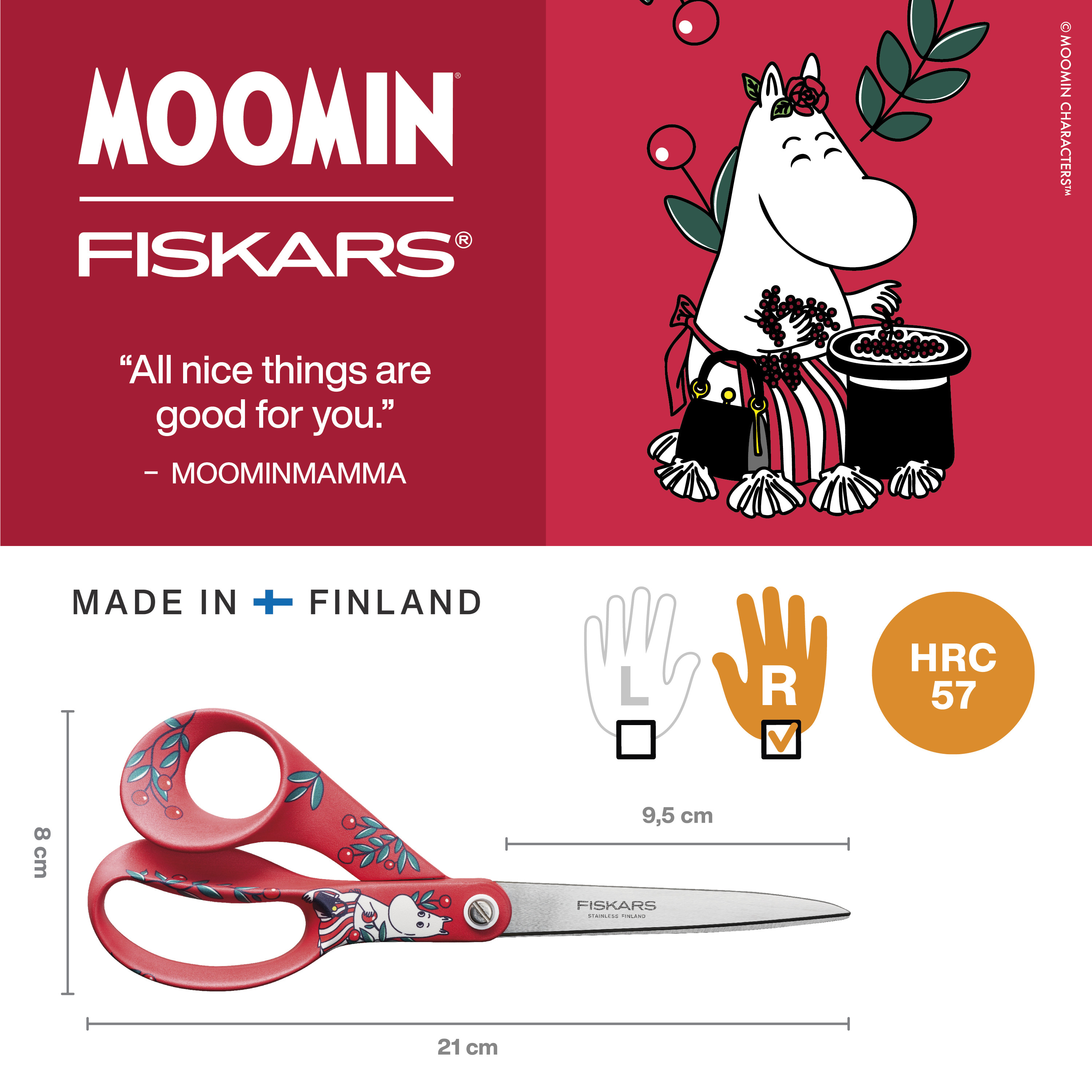 Fiskars Moomin universal saks 21cm Moominmamma
