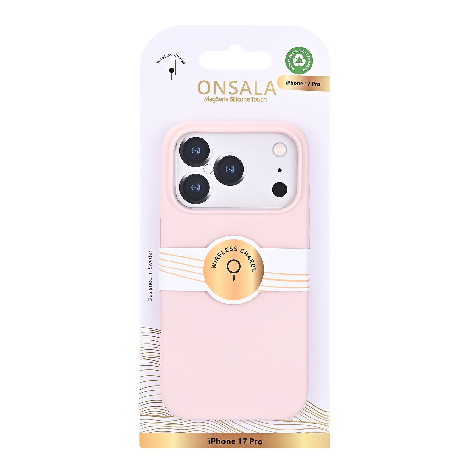 ONSALA Back Sil Touch Recycled MagSerie iPhone 17 Pro Chalk Pink
