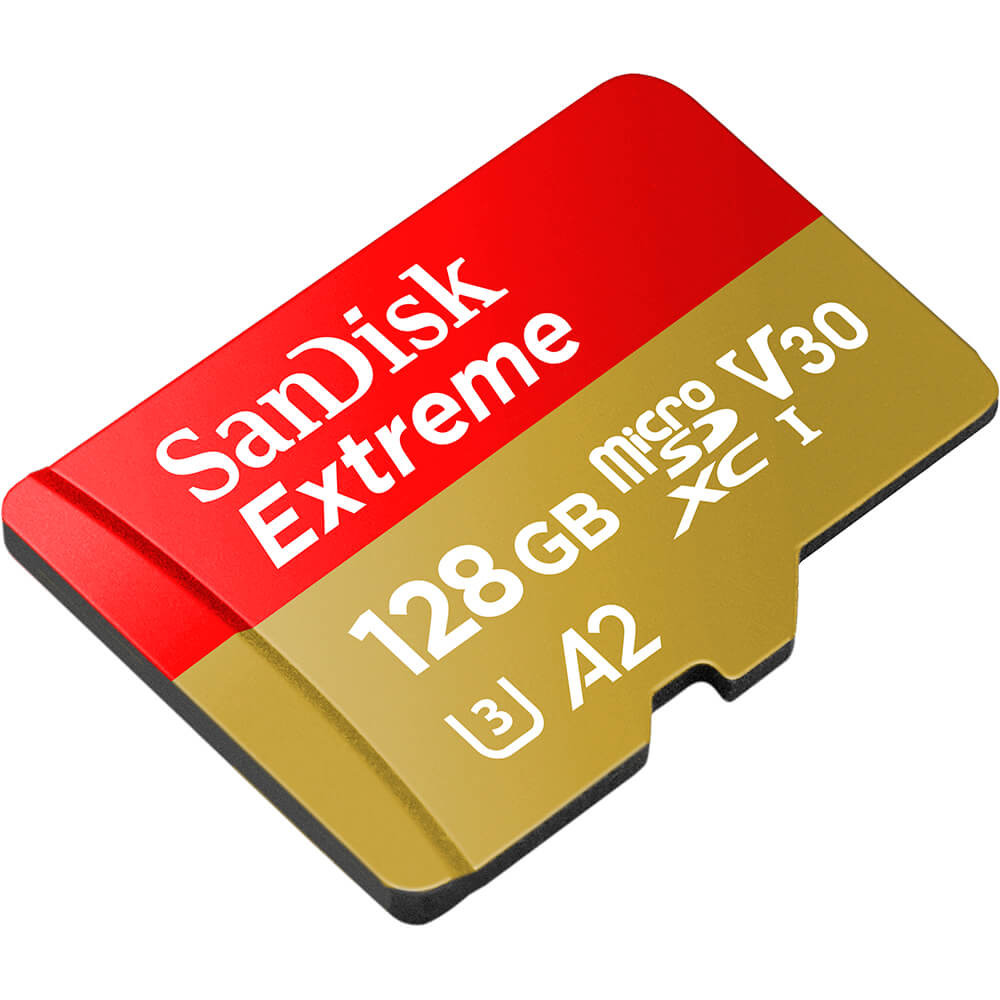 BildeSANDISK MicroSDXC Extreme 128GB 190MB/s A2 C10 V30 UHS-I U3