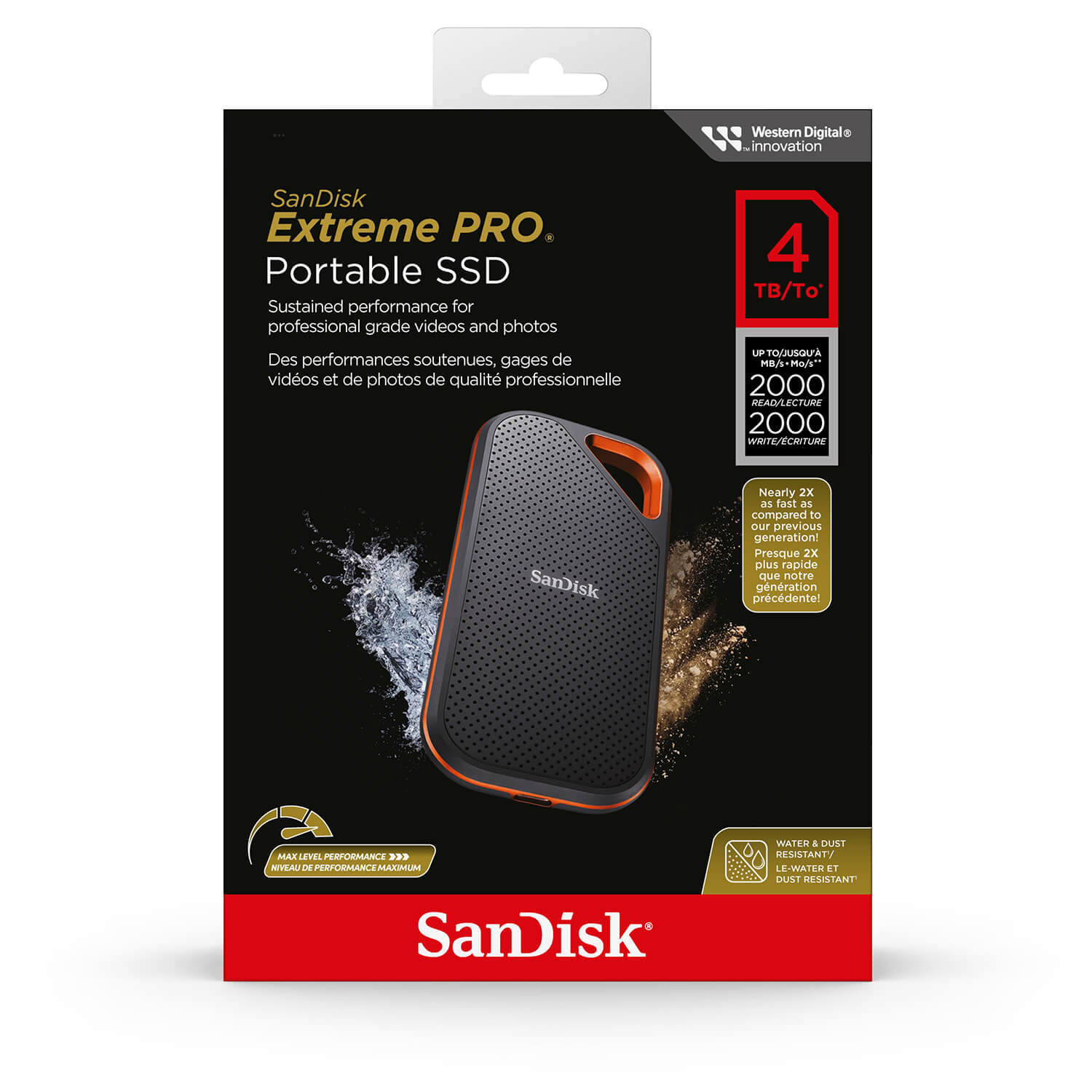 SANDISK Bärbar SSD Extreme PRO 4TB up to 2000MB/s