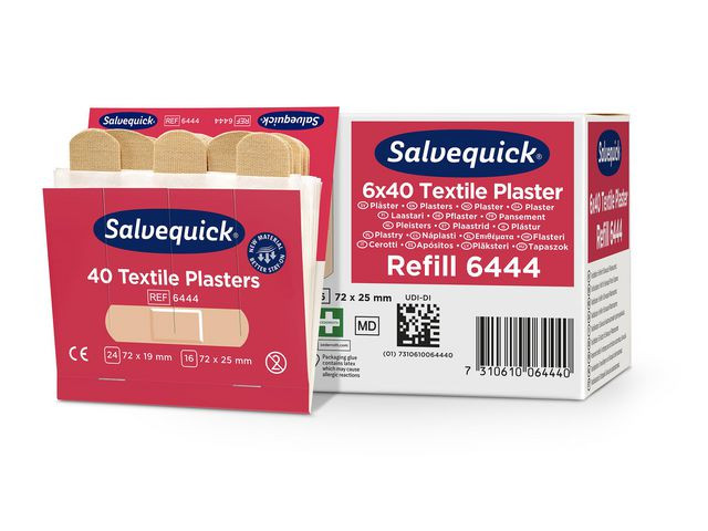 Plaster Salvequick Tekstil Refill (40 stk/pk, 6 pakker)