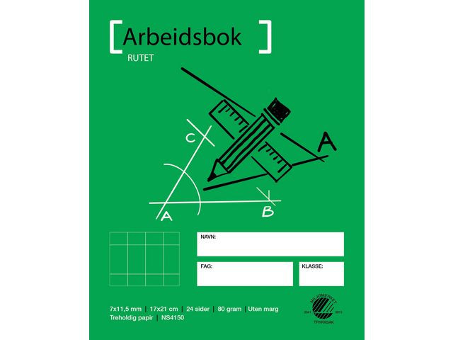 BildeArbeidsbok 17X21 80G 7X11,5 Rutet (20 stk)