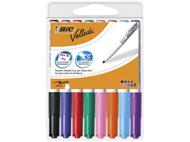 BildeWhiteboardpenn Bic Velleda 1741 Ass (8 stk)
