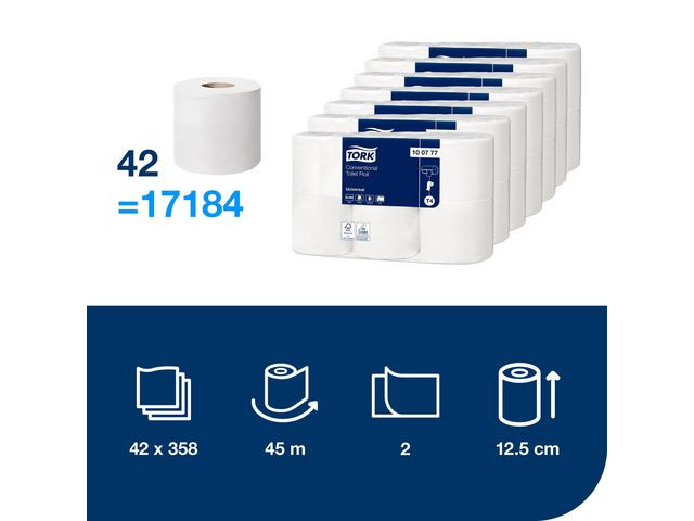Toalettpapir Tork Univer 2L T4 45M (6 stk/pk, 7 pakker)