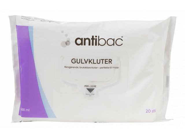 BildeOverflatedesinfek. Antibac Gulvklut (20 stk/pk, 10 pakker)