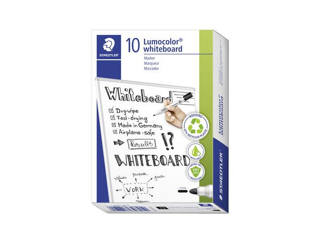 Whiteboardpenn Lumocolor 2,0Mm Rund Sort (10 stk)