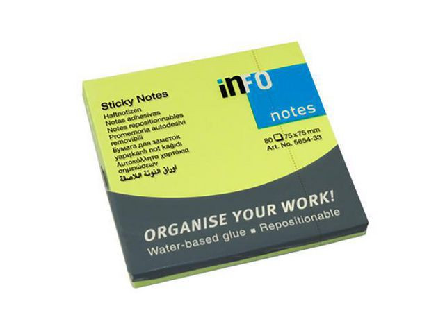 BildeNotatblokk Info 75X75 Neon Grønn (12 stk)