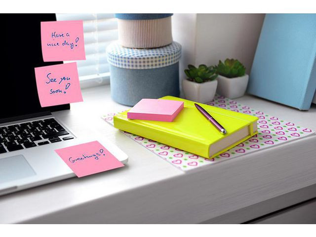 Notatblokk Info 75X75 Neon Rosa (12 stk)