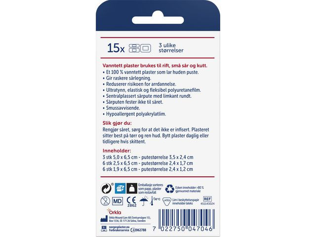 Plaster Norgesplaster Vanntett 3Str15Stk
