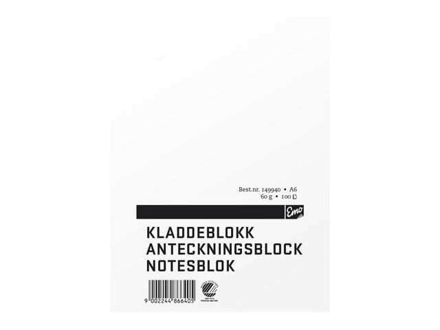 Kladdeblokk Emo A6 60G 100 Blad Ulinjert (10 stk)