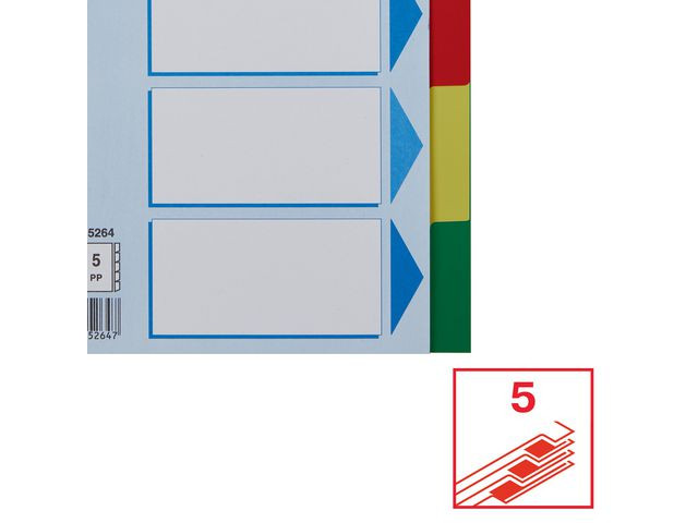 Skilleblad Esselte A5 Pp 5-Delt 5Frg