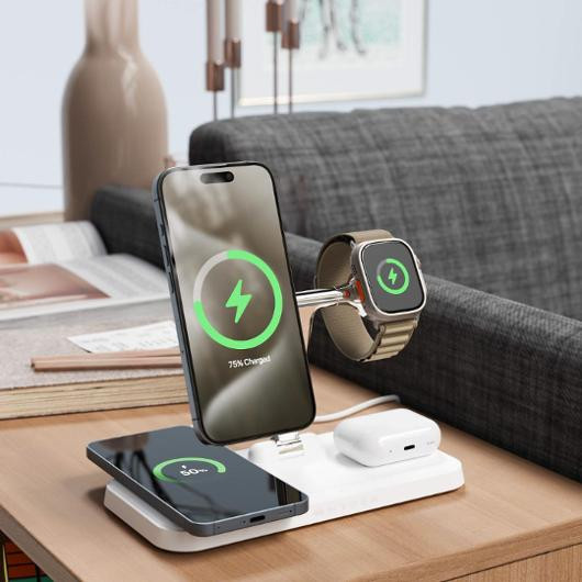 Lader Hyper Trådløs Qi2 4-In-1 Mag Hvit