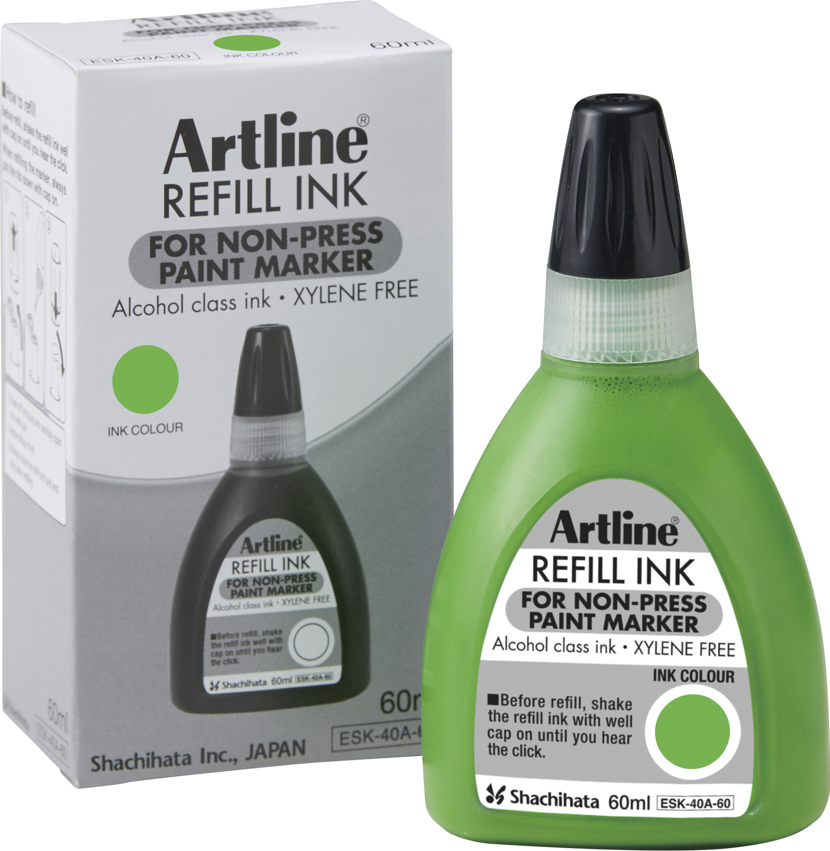 Artline Non-press 437A refill ink 60ml Yellow Green