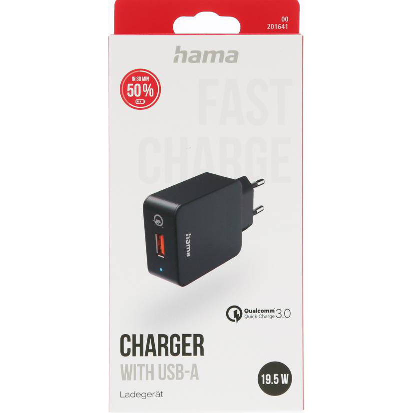 HAMA Fast Charger 1x USB-A Qualcomm 19.5W Black