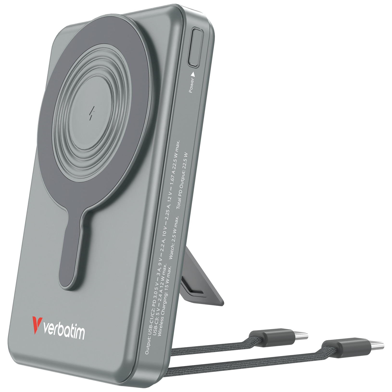 VERBATIM Charge'n'Go 2C & Display PowerBank 10000 mAh Grey