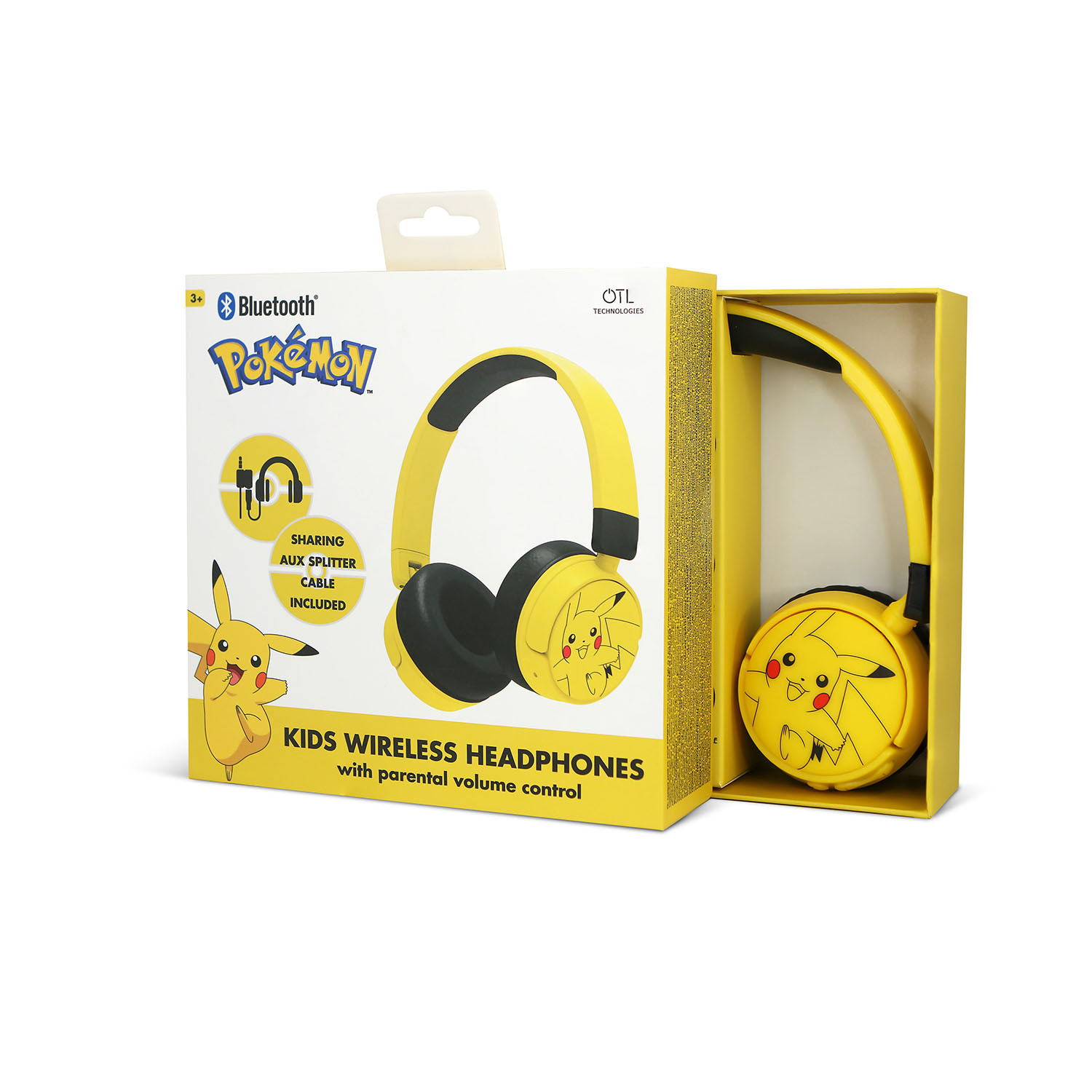 POKEMON Pikachu Headphone On-Ear Wireless 85dB/95dB Sharing Aux