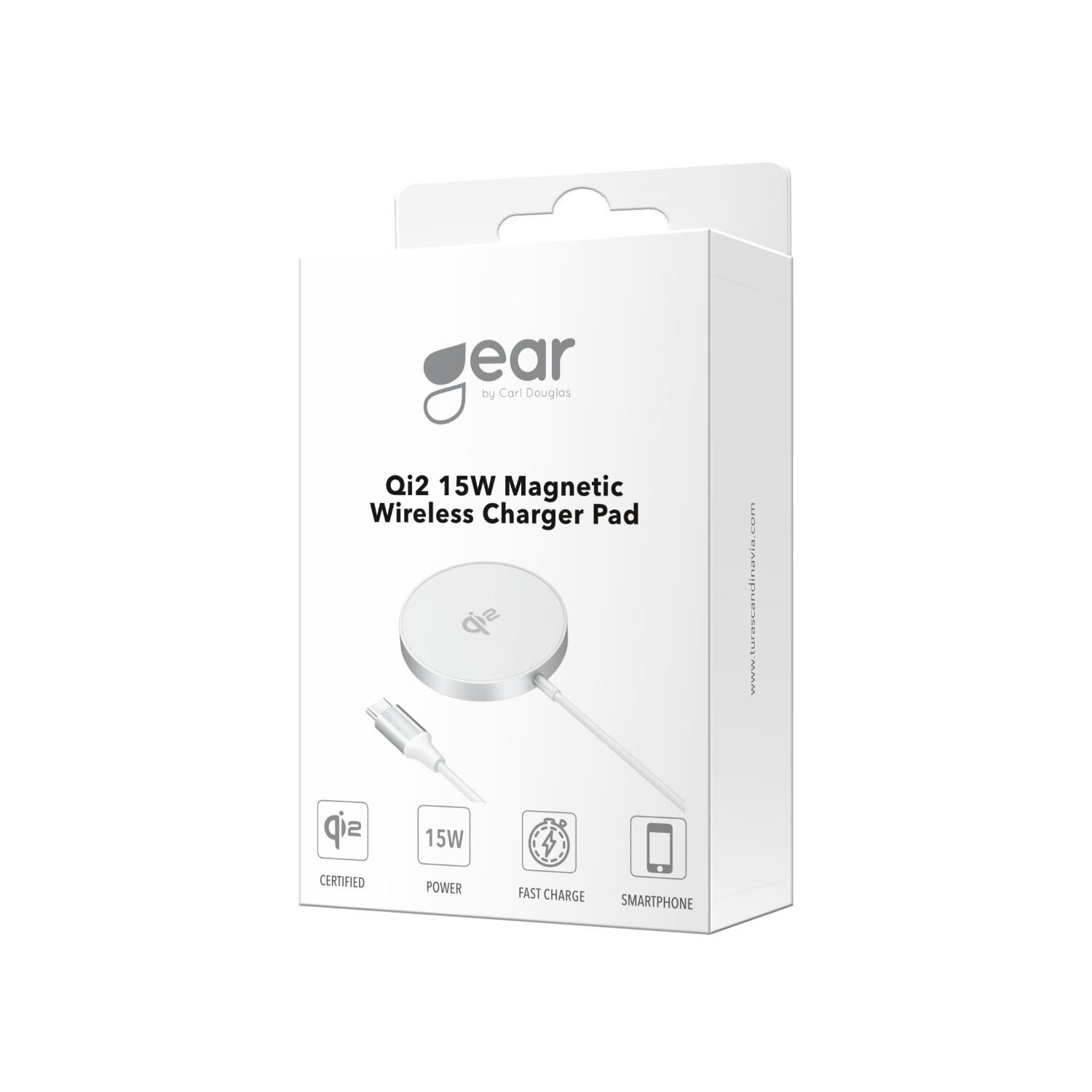 GEAR Wireless Qi2 Charger Fast Charging 15W Silver/Aluminum