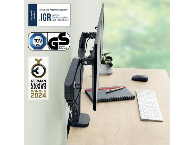 Monitor Arm Ergo Space Saving Dual, Dark Grey