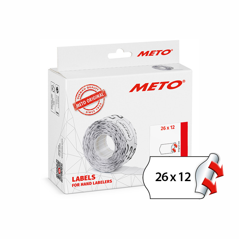 METO Etiket perm 26x12 hvit (12rl/1000)