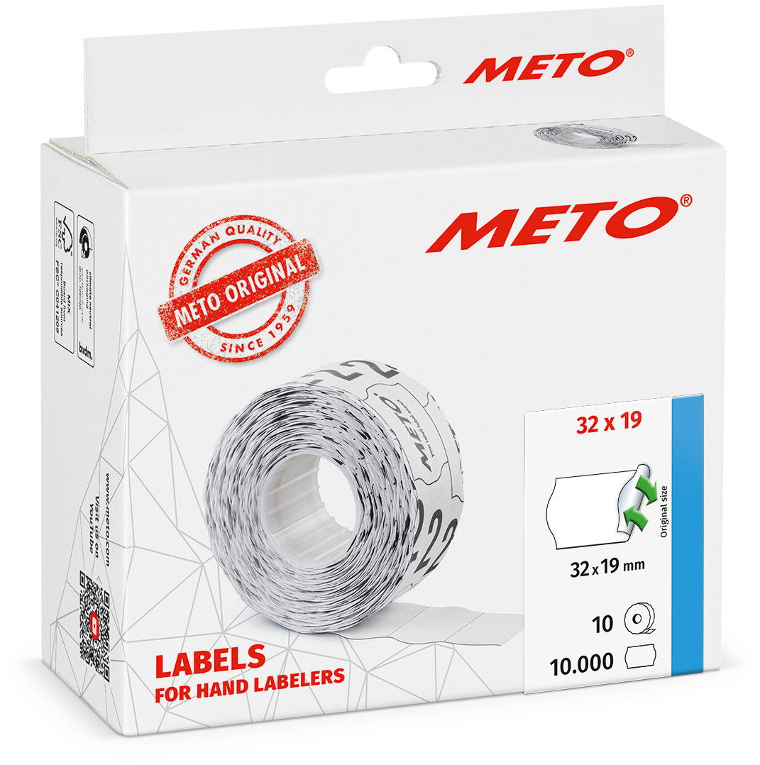 METO Etiket avtak32x19 hvit (10rl/1000)