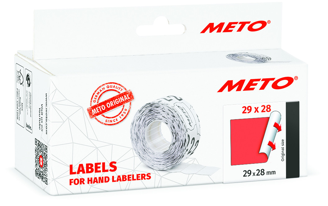 METO Etiket perm 29x28 neonrd (5rl/1000)