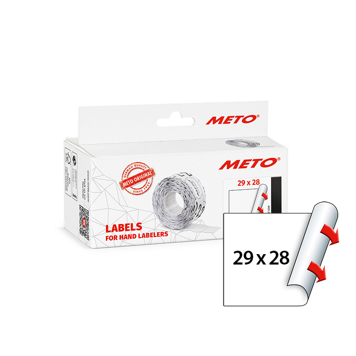 METO Etiket perm 29x28 hvit (5rl/1000)
