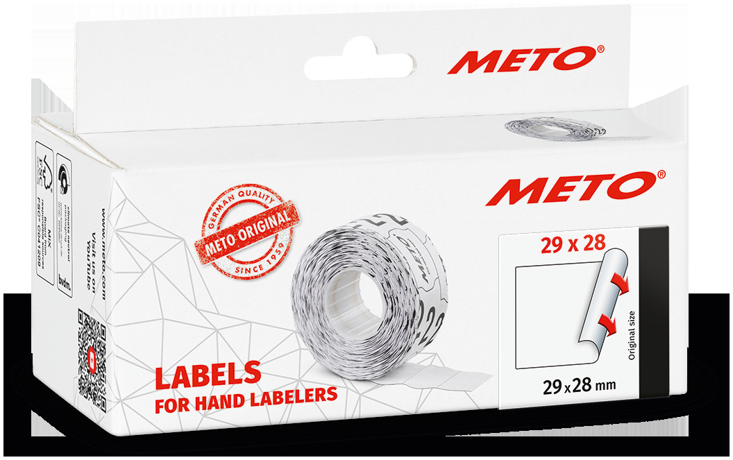 METO Etiket perm 29x28 hvit (5rl/1000)