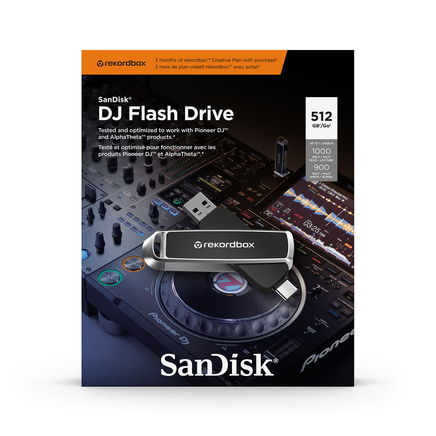 SANDISK DJ Dual Flash Drive 512GB USB-C USB-A