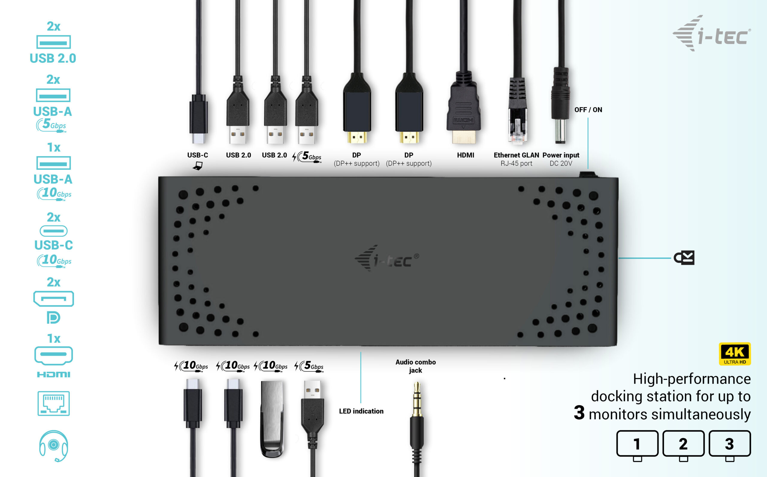 USB-C Triple Display Docking Station Gen 2 + Power Delivery