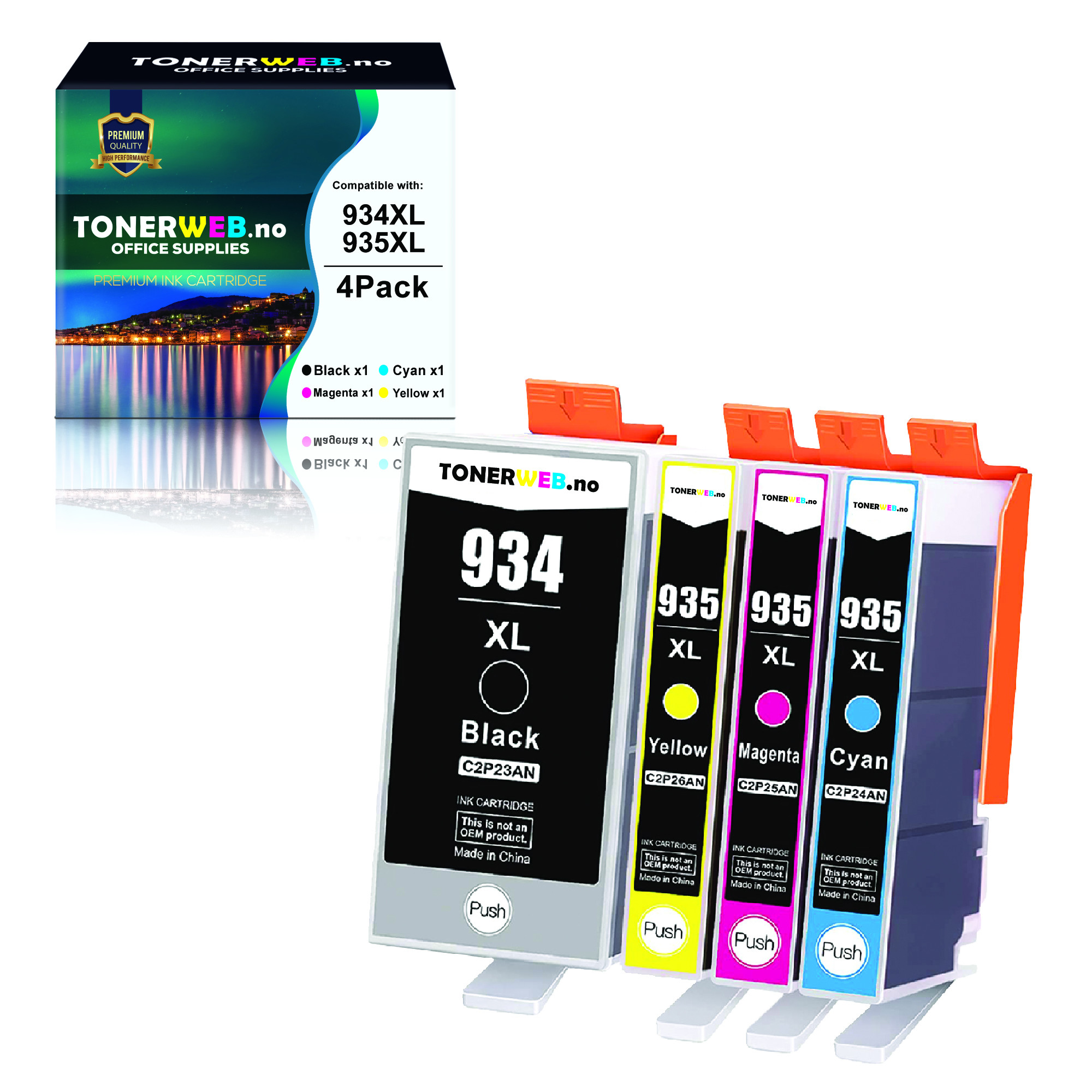 BildeBlekkpatron, erstatter HP 934XL svart + 935XL C/M/Y 4 stk 98ml