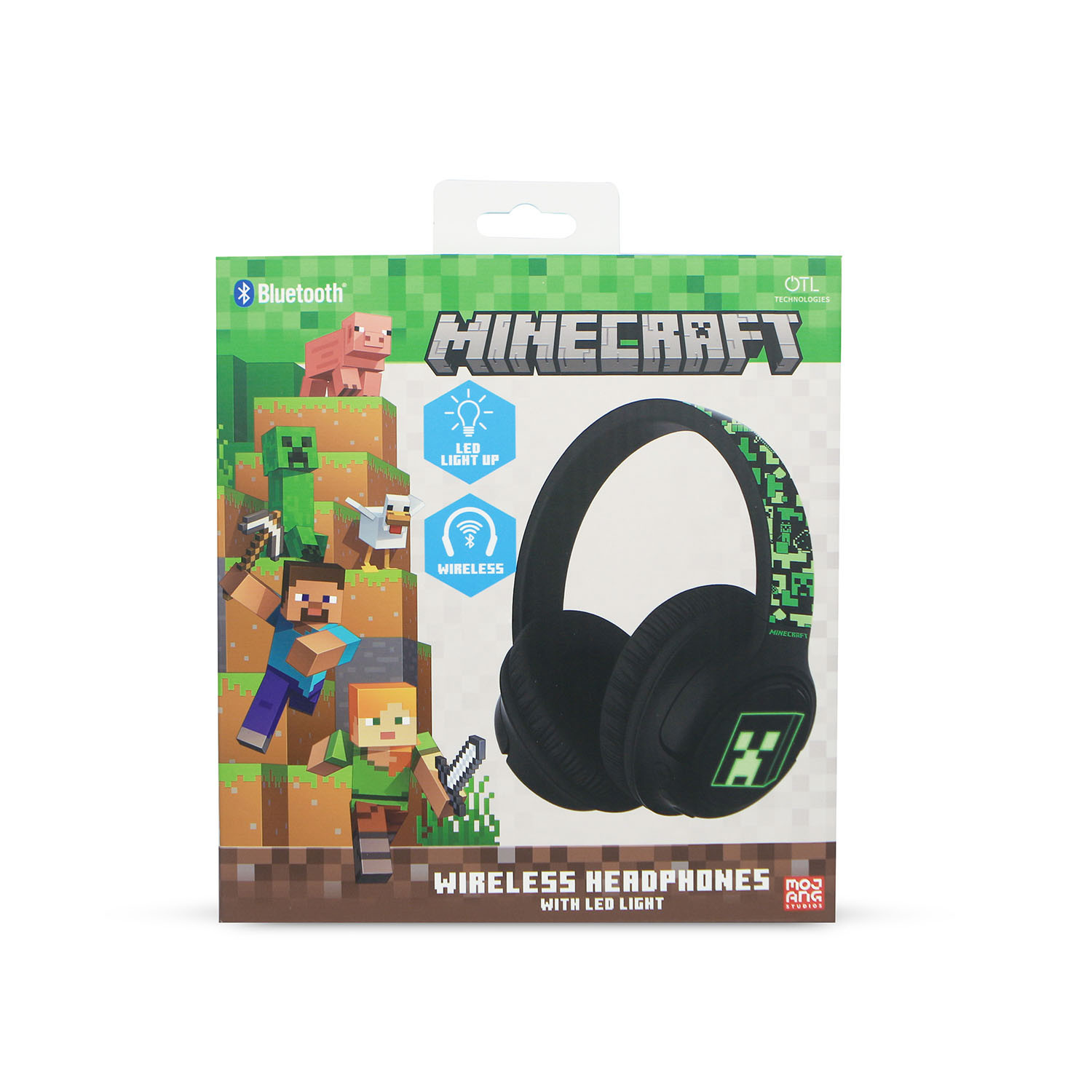 MINECRAFT Headphone Over-Ear Wireless LED Light Sharing Aux