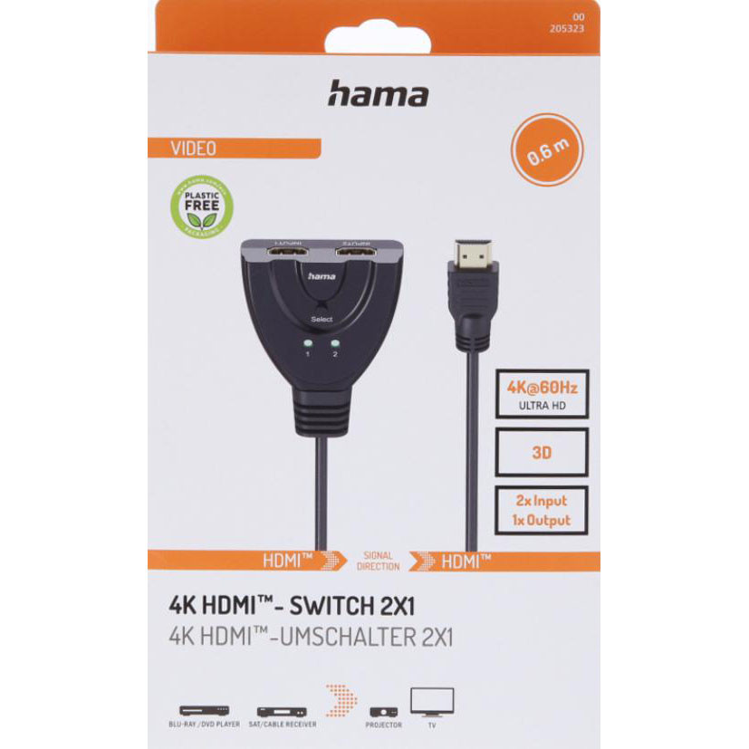HAMA Switcher HDMI 2x1 4K