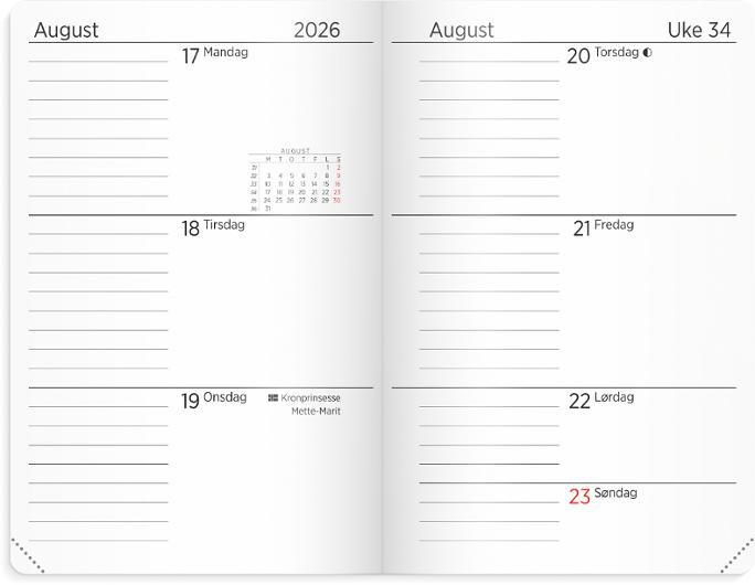 Kalender Grieg A7 Myk 26/27 Sort