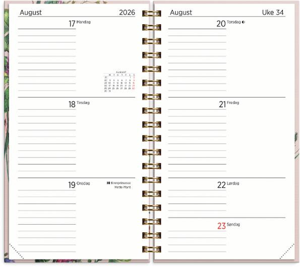 Kalender Grieg Slim Spiral 26/27 Blomst